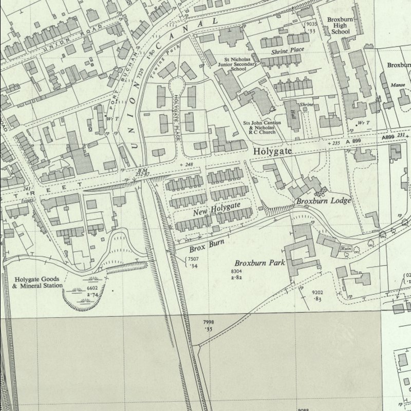 New Holygate - 1:2,500 OS map c.1955, courtesy National Library of Scotland