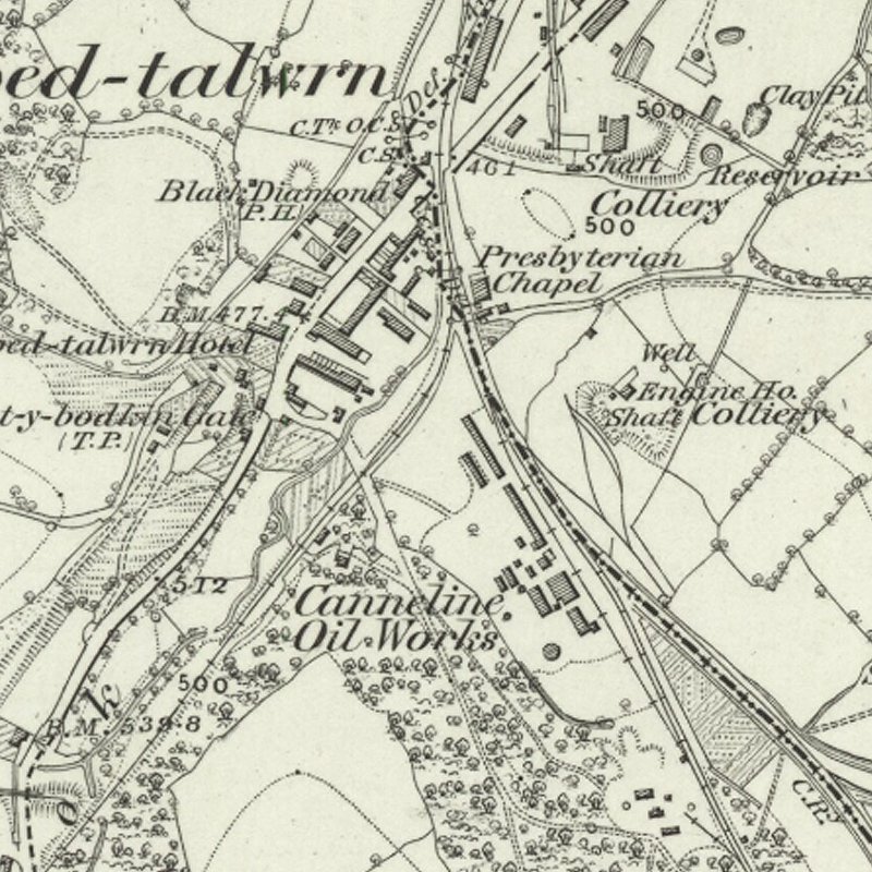 Canneline Oil Works - 6" OS map c.1872, courtesy National Library of Scotland