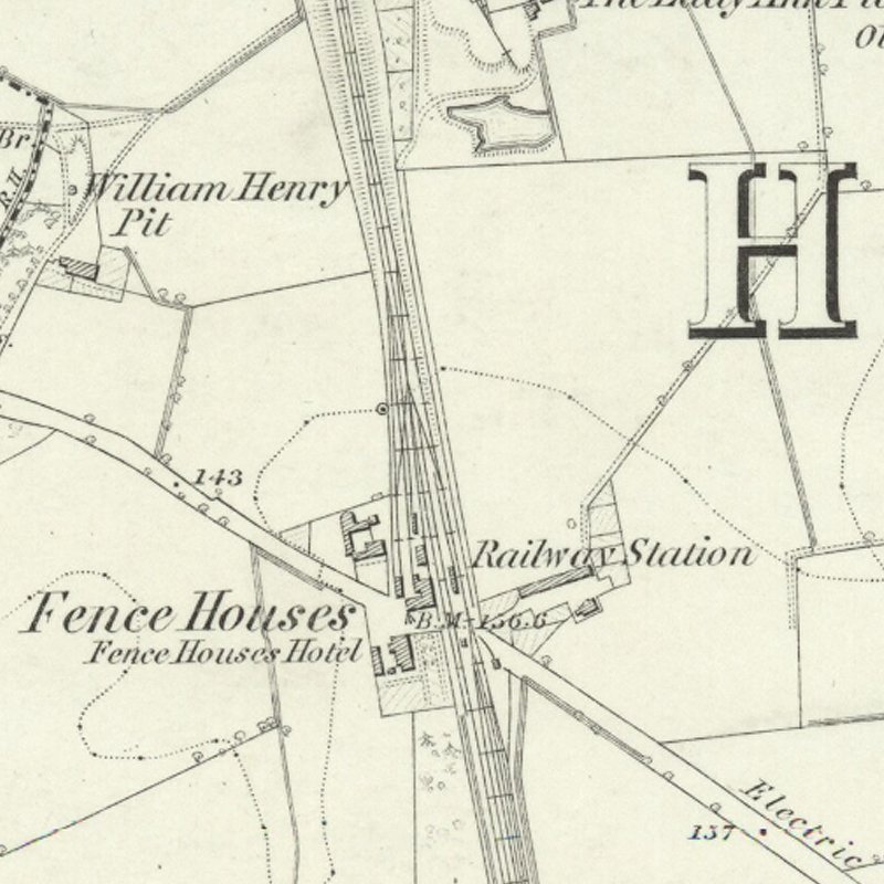 Fence Houses Oil Works, 6" OS map c.1857, courtesy National Library of Scotland