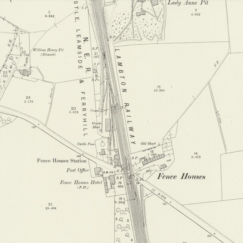Fence Houses Oil Works, 25" OS map c.1895, courtesy National Library of Scotland