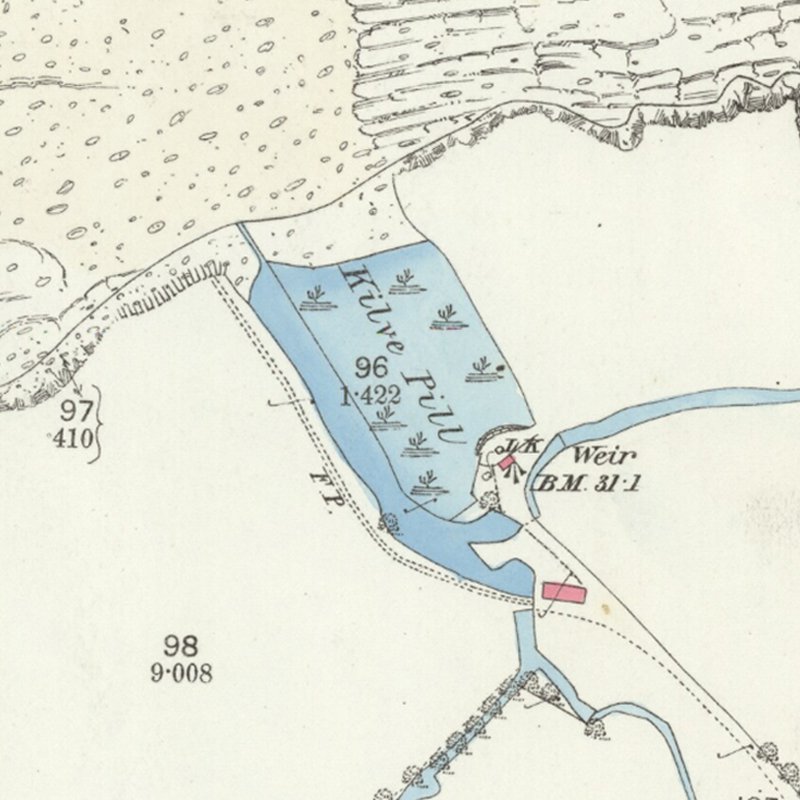 Kilve Oil Works, 25" OS map c.1888, courtesy National Library of Scotland