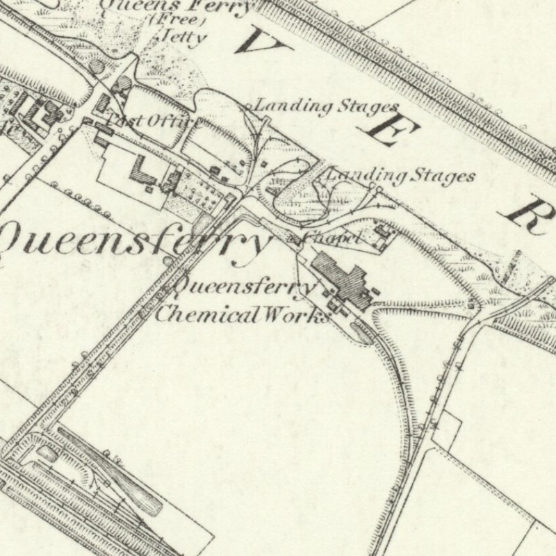Queensferry Chemical Works - 6" OS map c.1869, courtesy National Library of Scotland