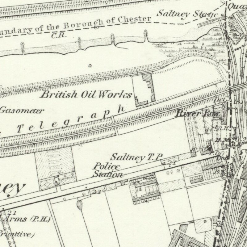 British Oil Works, Saltney - 6" OS map c.1869, courtesy National Library of Scotland