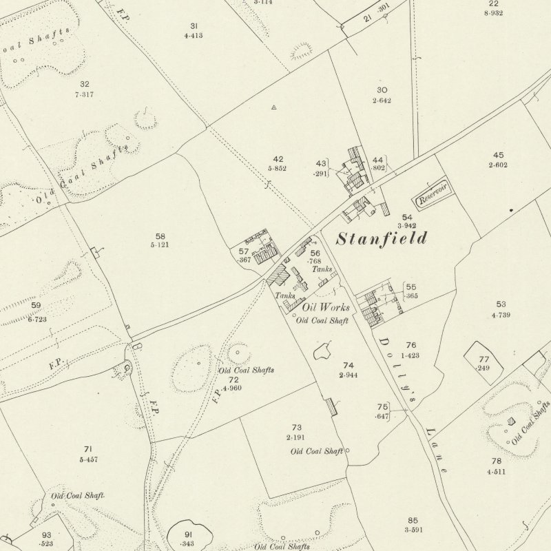 Stanfield Oil Works, 25" OS map c.1898, courtesy National Library of Scotland